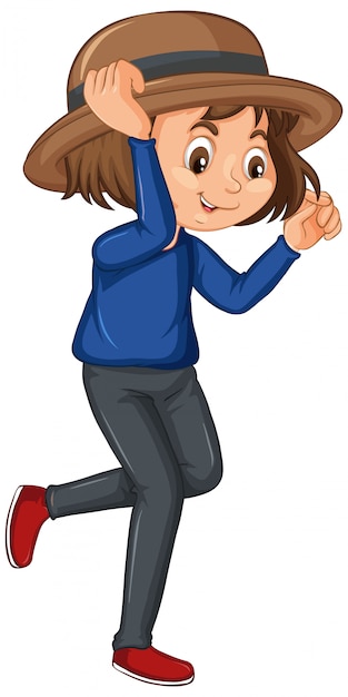 Free Vector girl in blue shirt on white