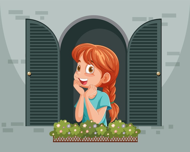 Free Vector girl daydreaming at window