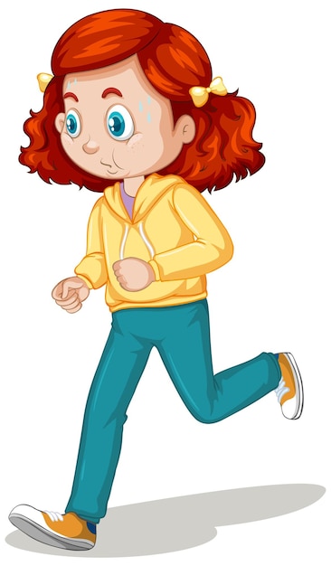 Free Vector girl doing running exercise cartoon character isolated