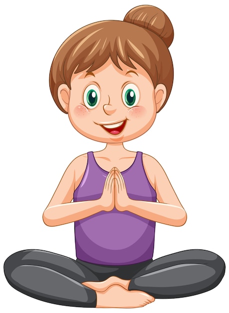 Free Vector a girl doing yoga cartoon character