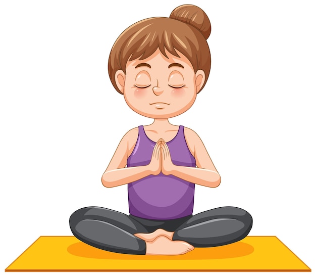 Free Vector a girl doing yoga cartoon character