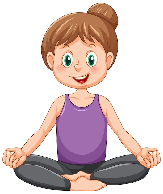 A girl doing yoga cartoon character