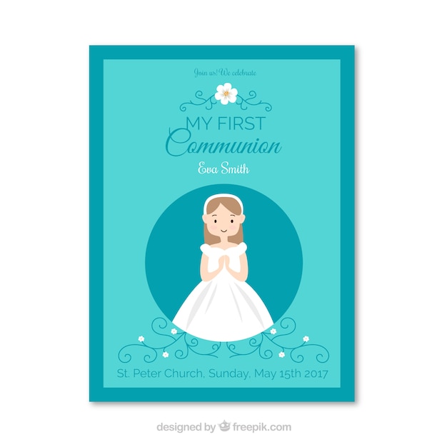 Girl first communion invitation