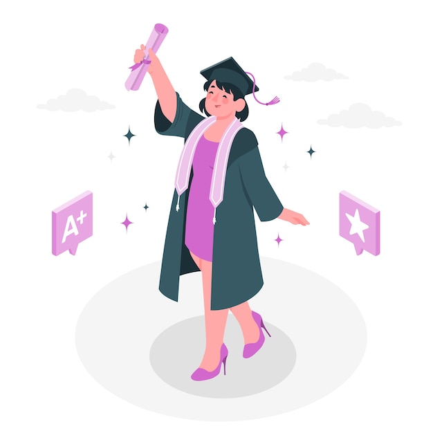 Free Vector girl on graduation concept illustration