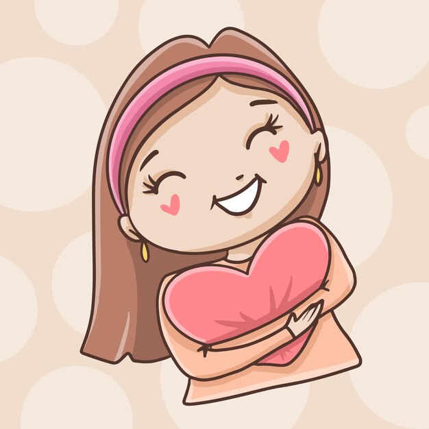 Girl hugging heart