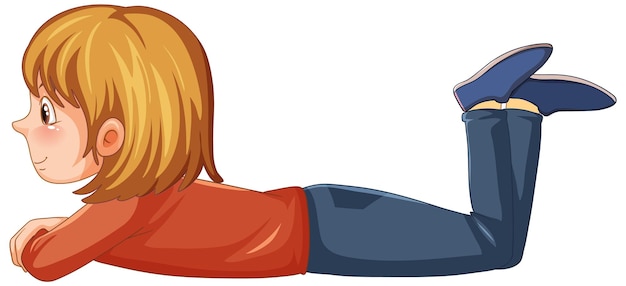 Free vector a girl lying on the floor on white background