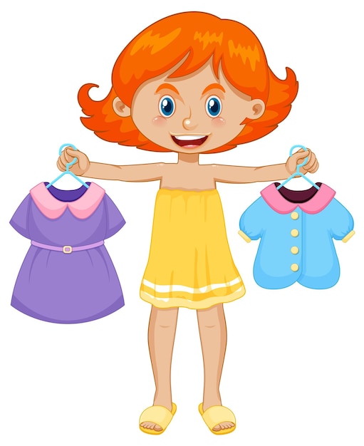 Free vector girl picking up dress on white background