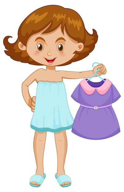 Free vector girl picking up dress on white background