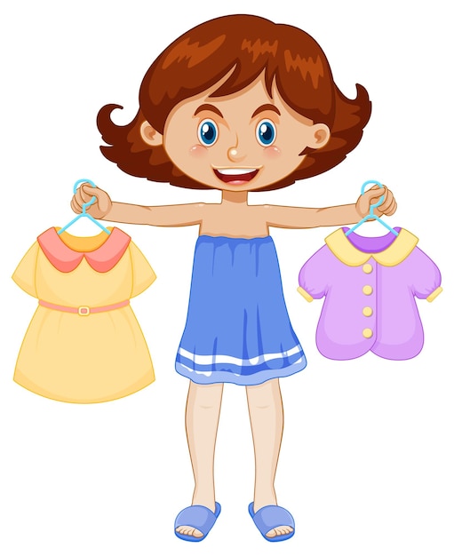 Free Vector girl picking up dress on white background