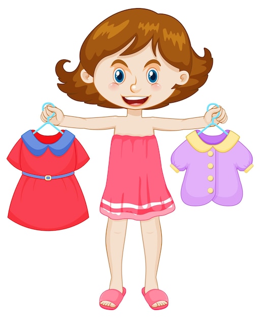 Free vector girl picking up dress on white background