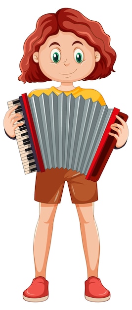 Girl playing accordion vector