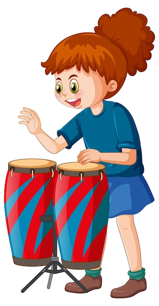 Free Vector girl playing conga drums vector