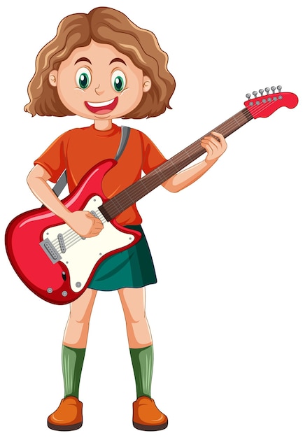 Free vector girl playing electric guitar vector