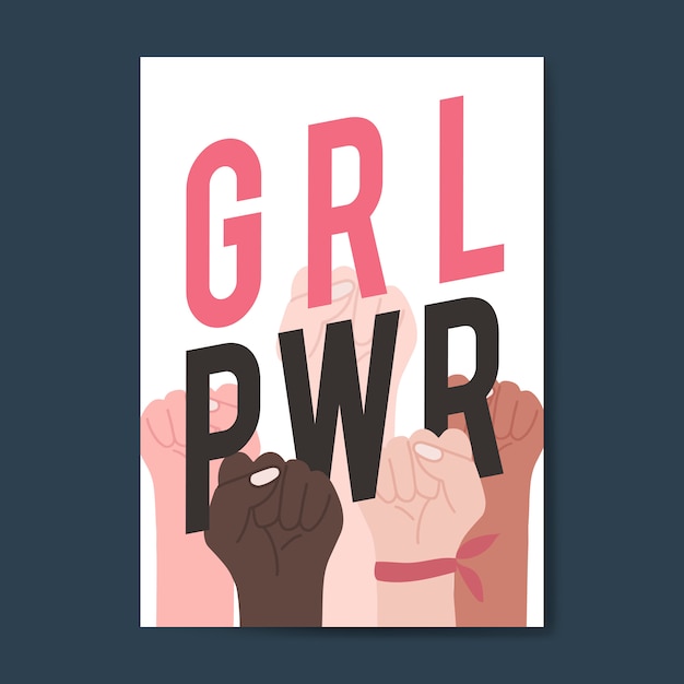 Free Vector girl power with diverse fists vector