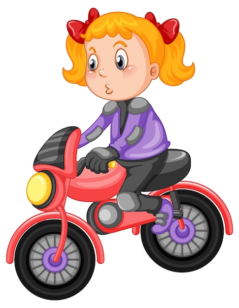 A girl riding motocross bike cartoon character