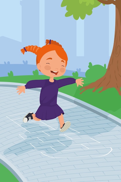 Free Vector girl running in the park character