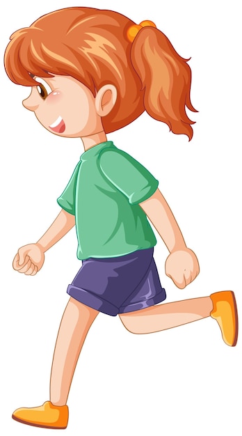 A girl running on white background