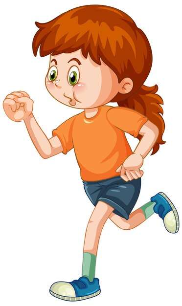 A girl running on white background