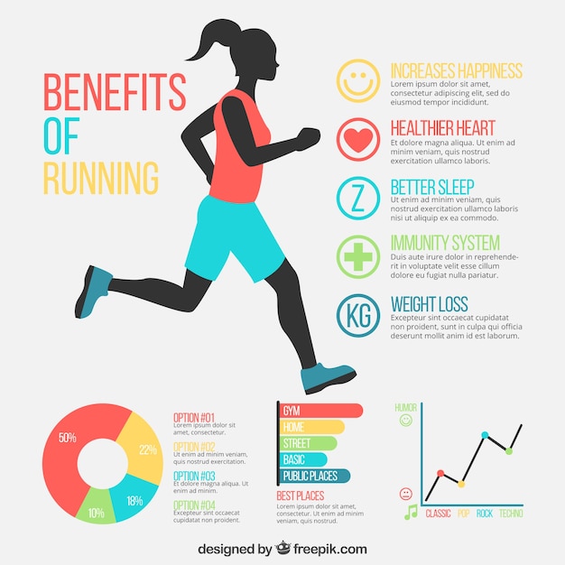 Free Vector girl running with infographic