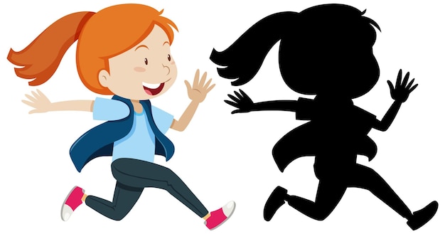 Free Vector girl running with its silhouette