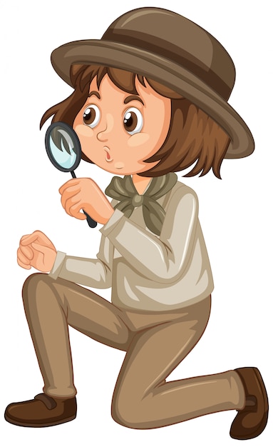 Girl in safari uniform isolated