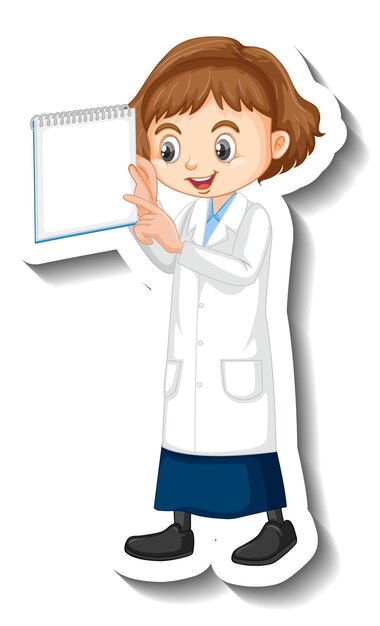 A girl in science gown cartoon character sticker