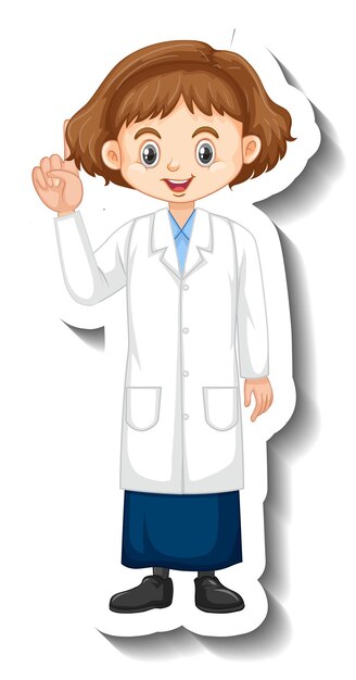 A girl in science gown cartoon character sticker