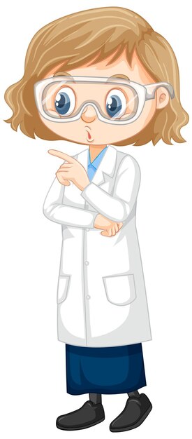 Girl in science gown on white background