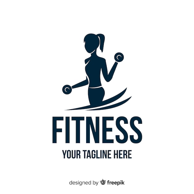 Free vector girl silhouette fitness logo flat design