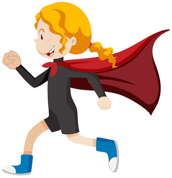 Free Vector girl super hero running