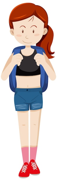 A girl in travel oufit cartoon character