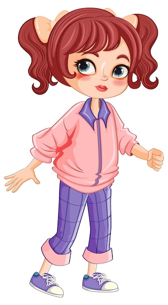 Girl wearing casual outfit cartoon character