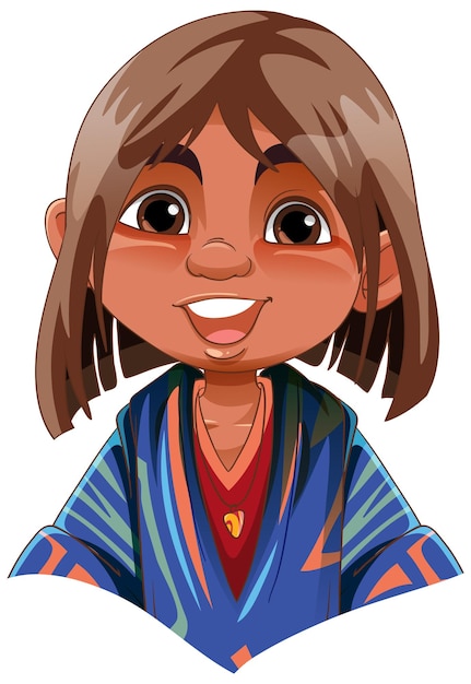 Free Vector girl wearing native american outfit