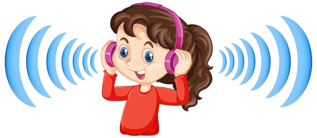 Free Vector girl wearing noise cancelling headphones