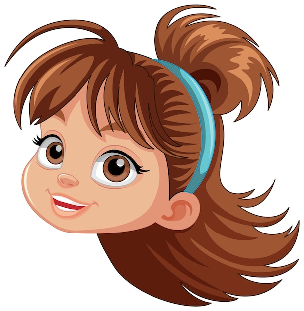 Free Vector girl with brown hair cartoon face