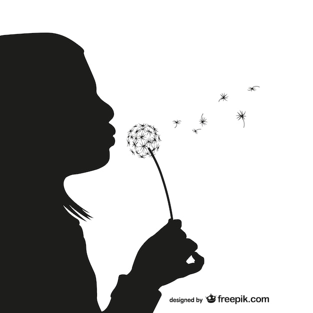 Girl with dandelion silhouette