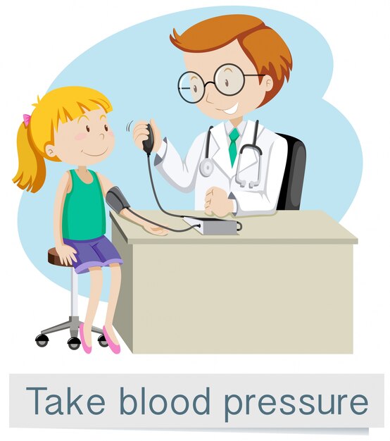 A Girl with Doctor Take Blood Pressure