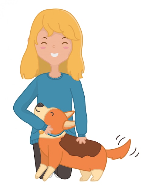 Girl with dog cartoon design