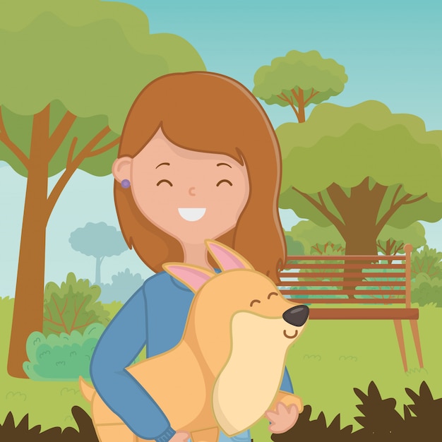 Girl with dog cartoon design