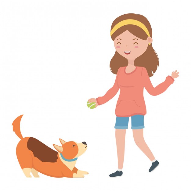 Girl with dog cartoon 