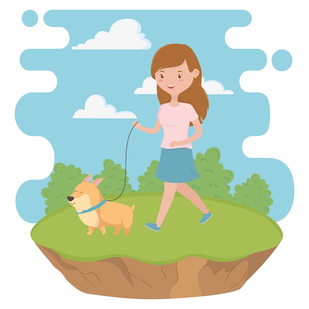 Girl with dog cartoon 