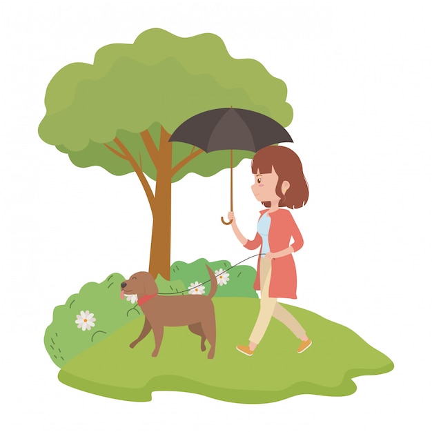 Girl with dog cartoon 