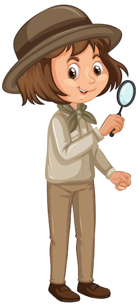 Girl with magnifying glass