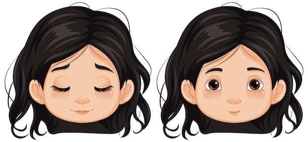 Free Vector girl with open and closed eyes