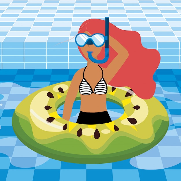 Free Vector girl with summer swimwear 