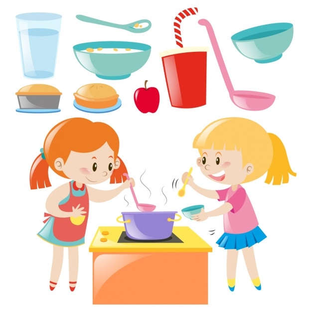 Free Vector girls cooking design