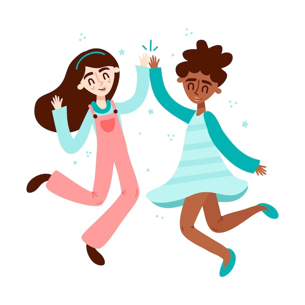 Free Vector girls giving high five