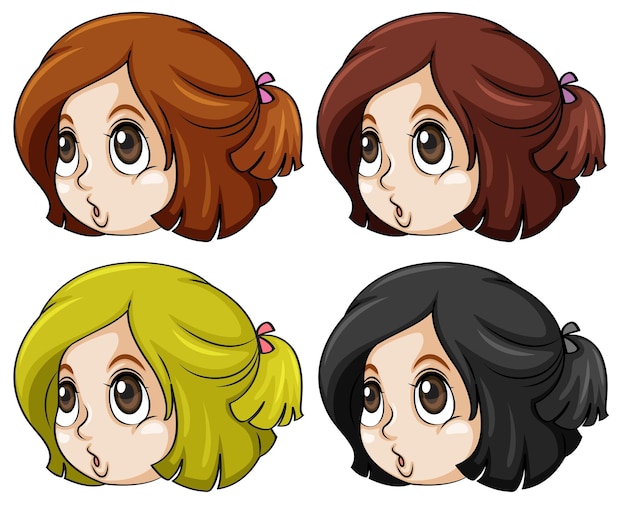 Free Vector girls with different hair colors