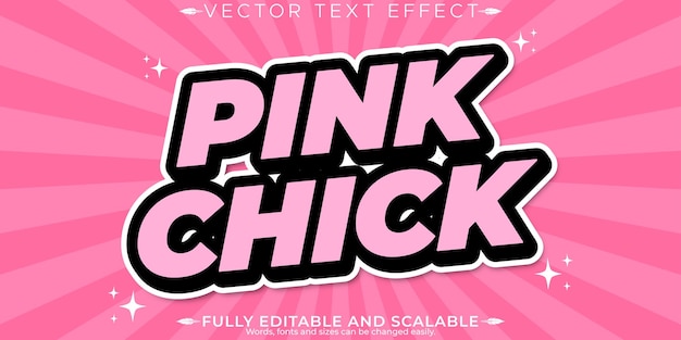 Girly text effect editable feminine and retro customizable font style