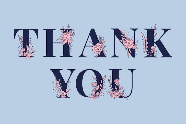 Girly Thank You word vector feminine typography font lettering